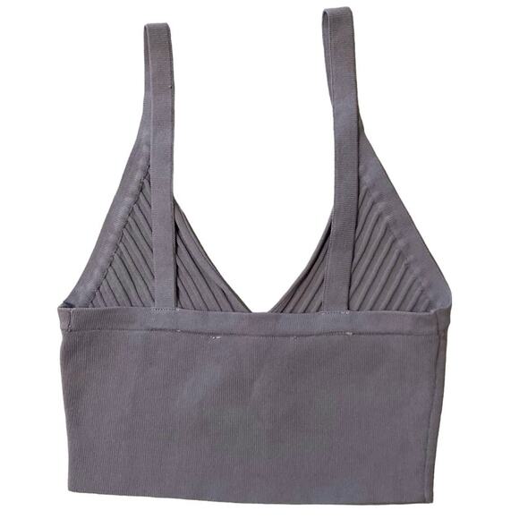 Zara Purple Crop Tank Top Small Stretch Fabric Deep V-neck Thin Shoulder Straps - Picture 8 of 12